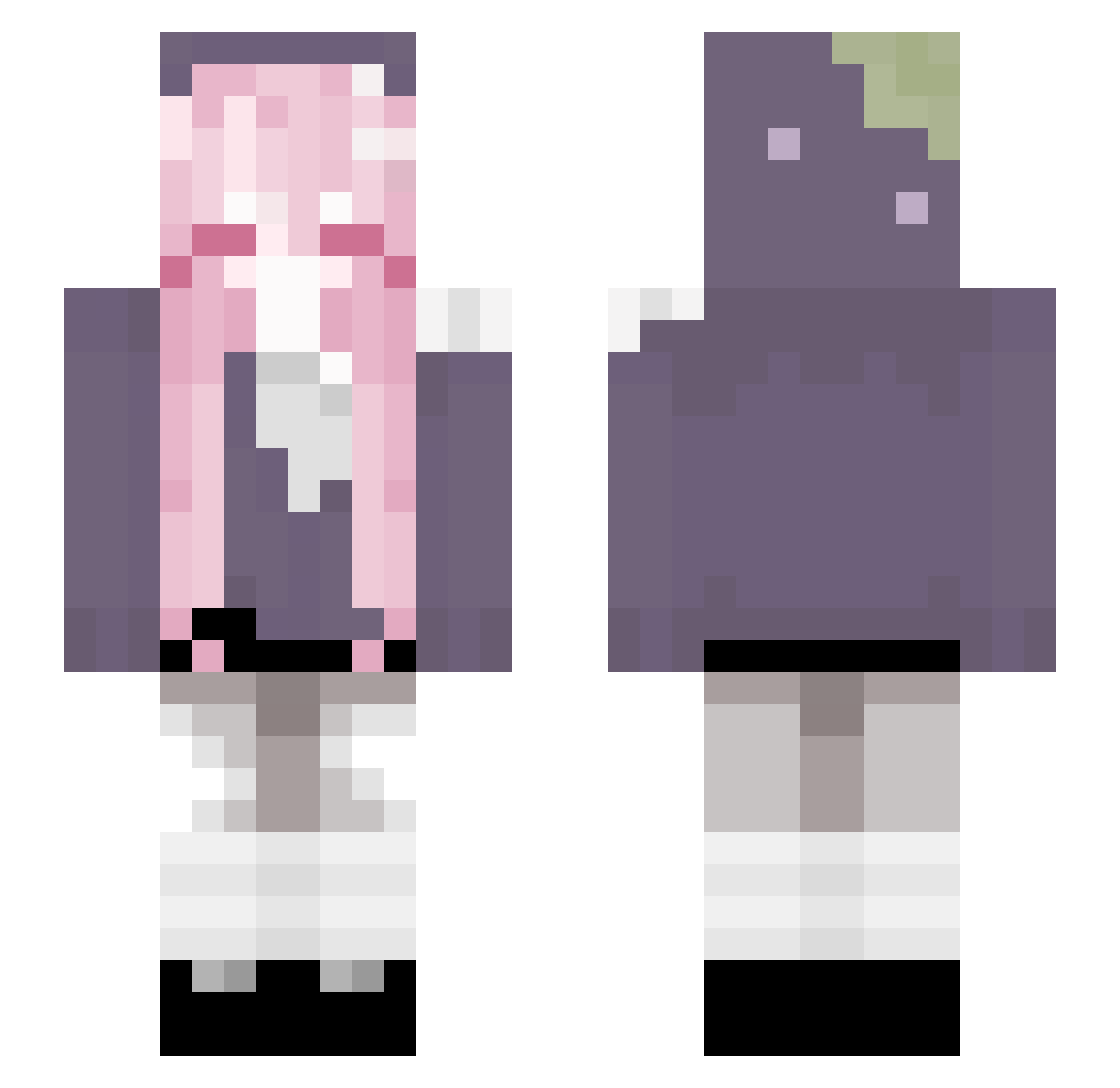 Confused_moss Minecraft skin, front and back view