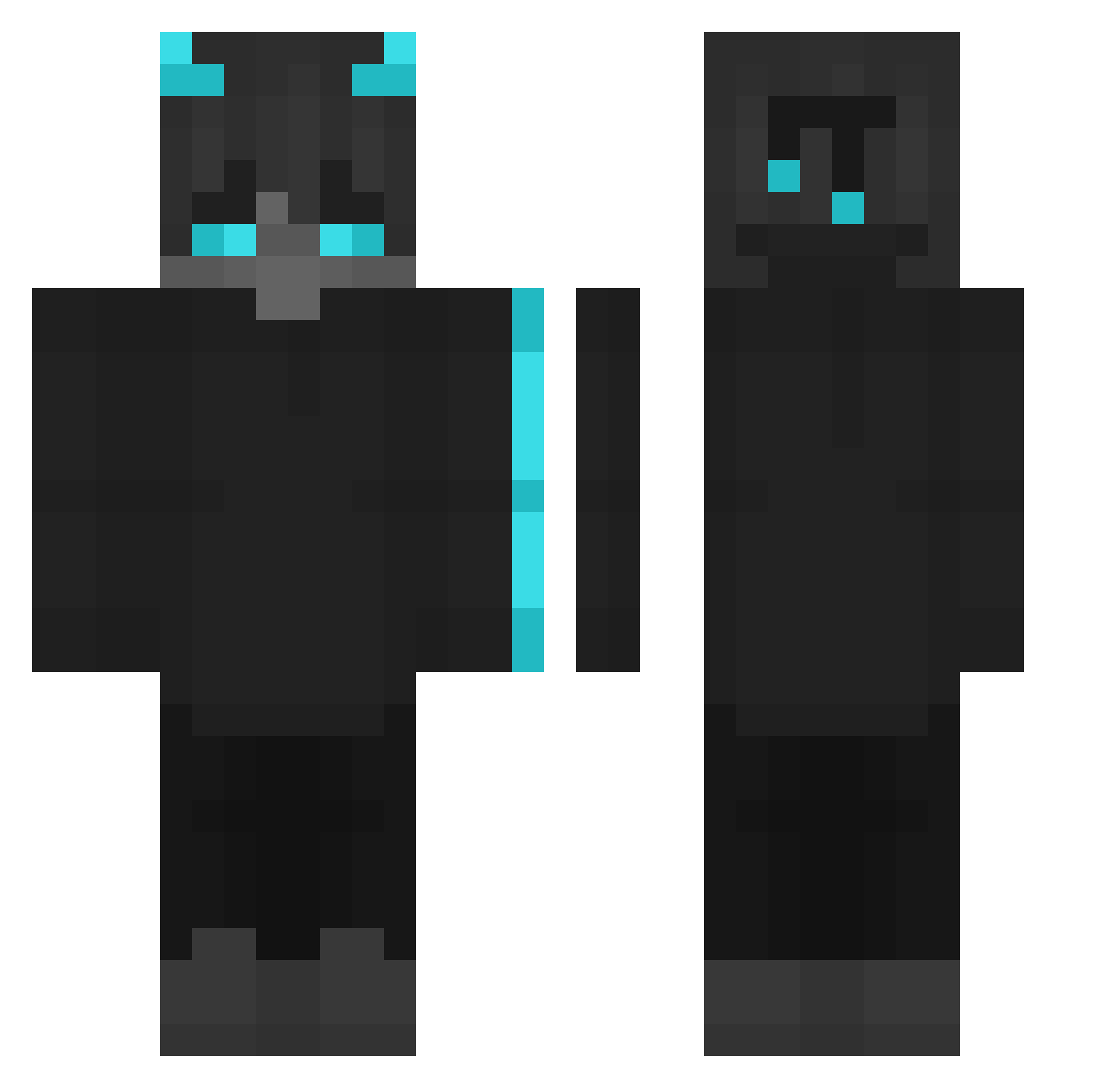 DcWsJq Minecraft skin, front and back view