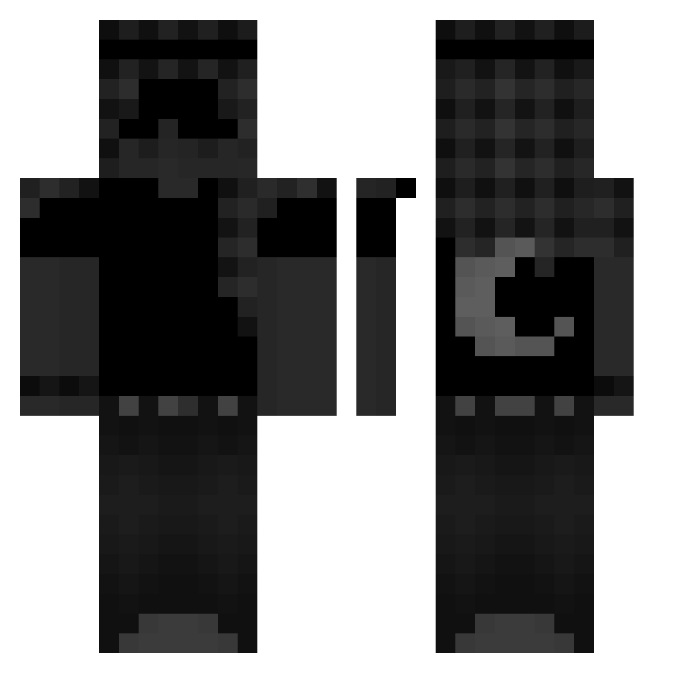Bastivjk Minecraft skin, front and back view
