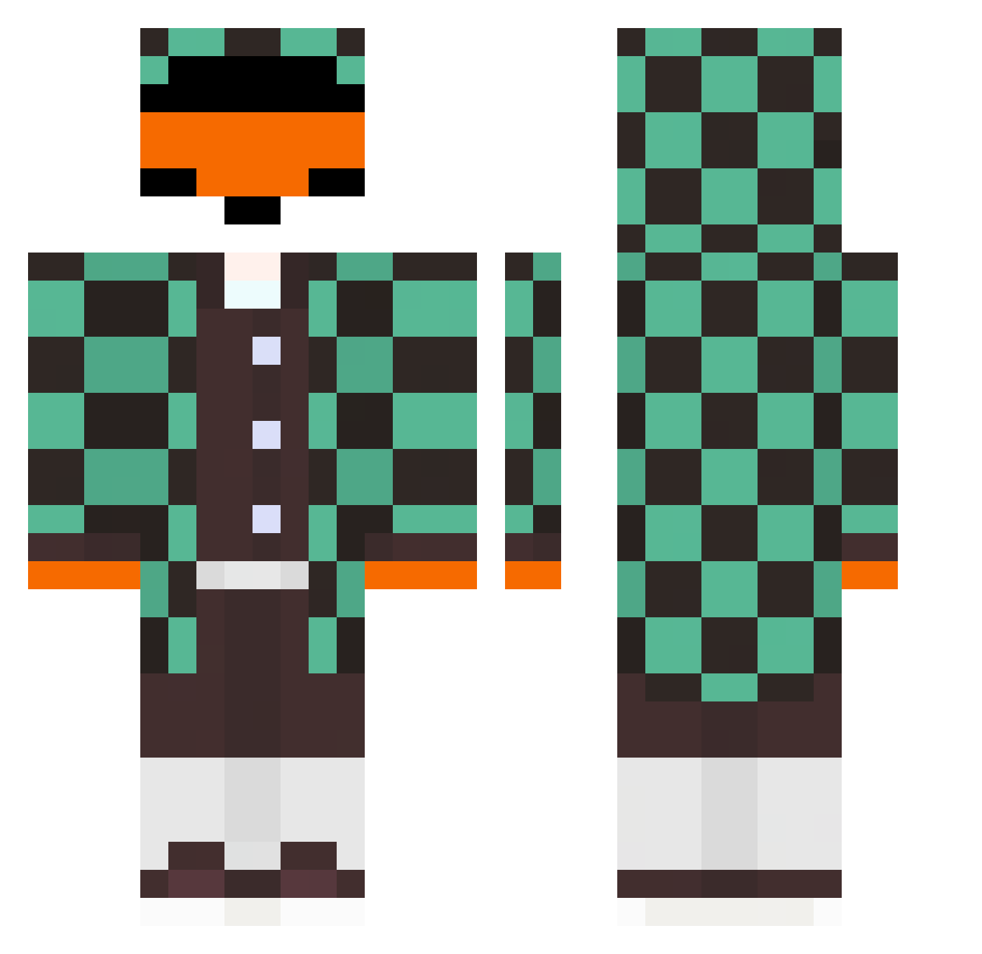 HungyJJ Minecraft skin, front and back view