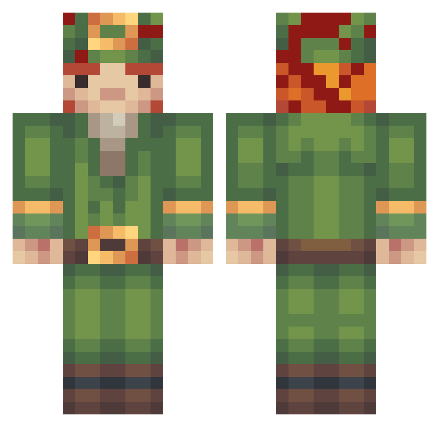 Goldtopf Minecraft skin, front and back view