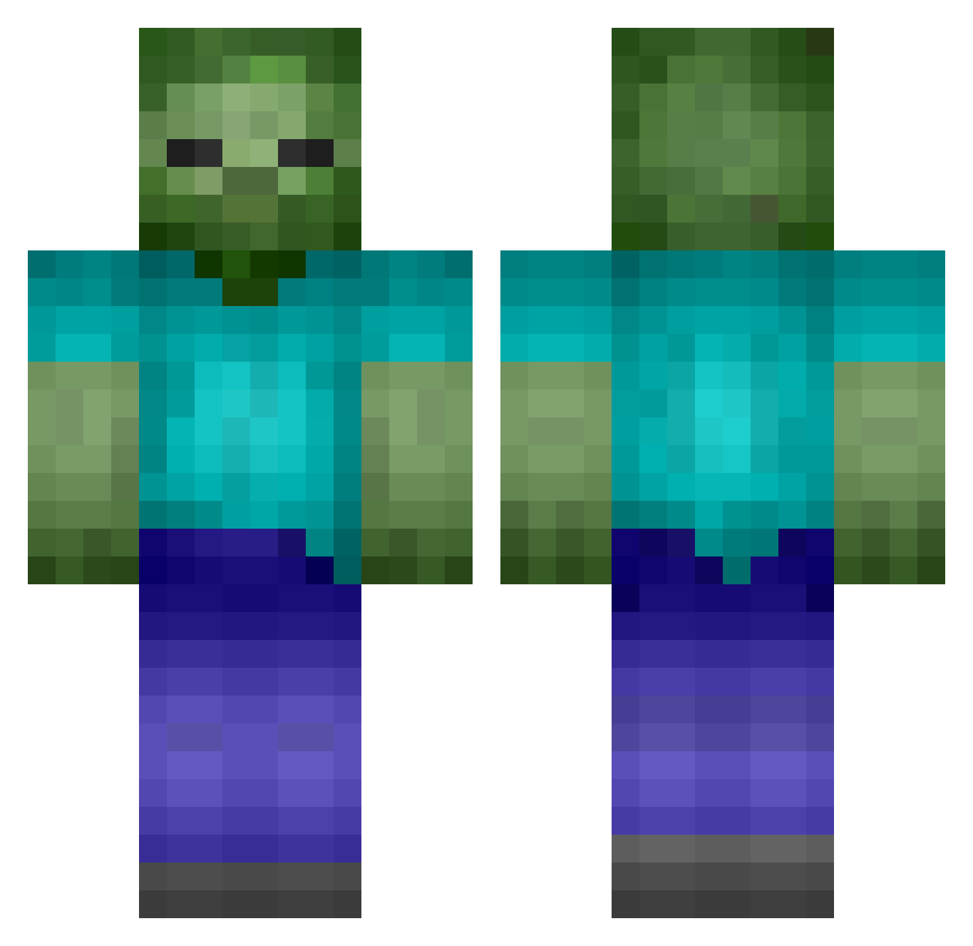 IS894 Minecraft skin, front and back view