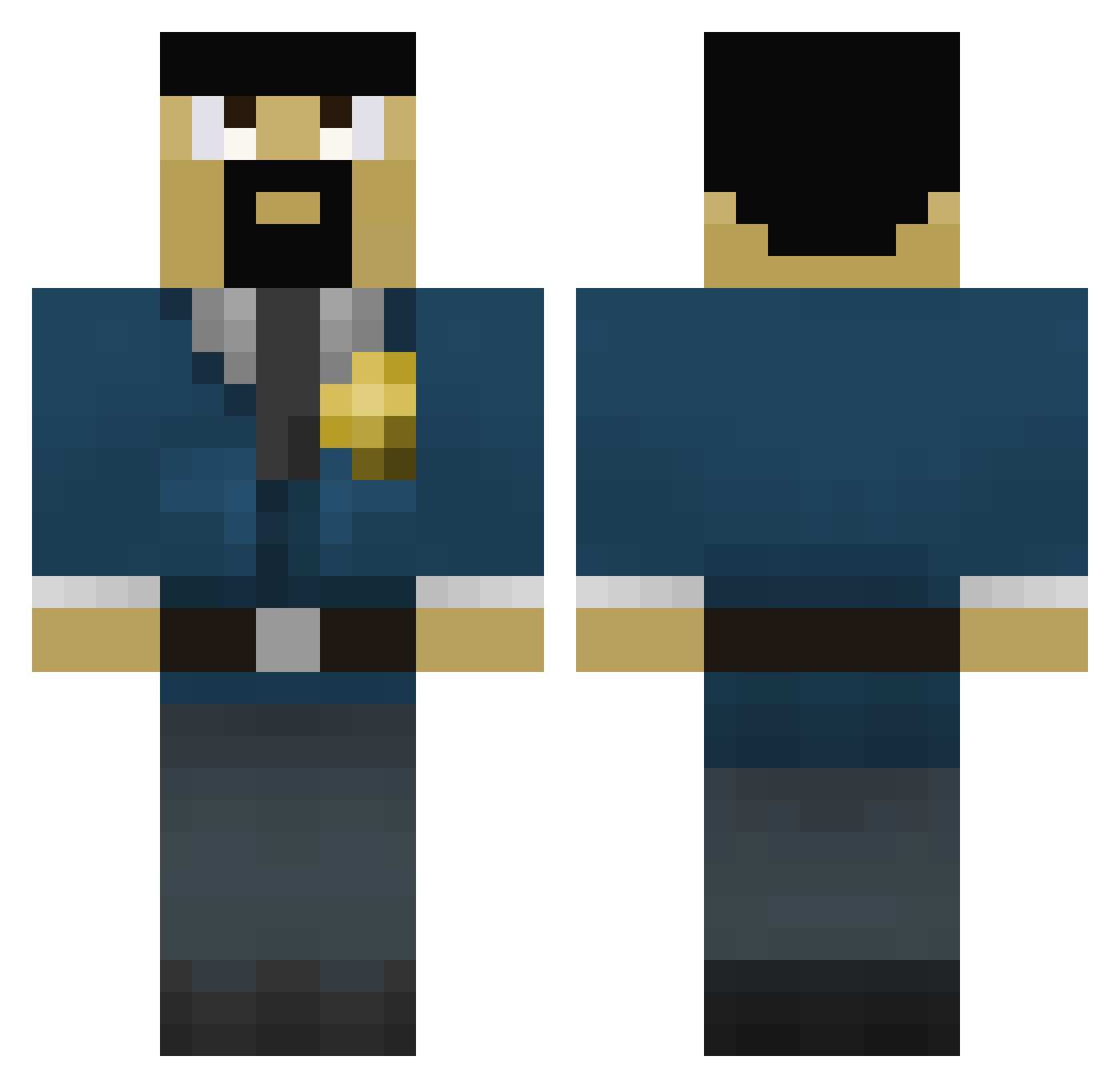 bighiro Minecraft skin, front and back view