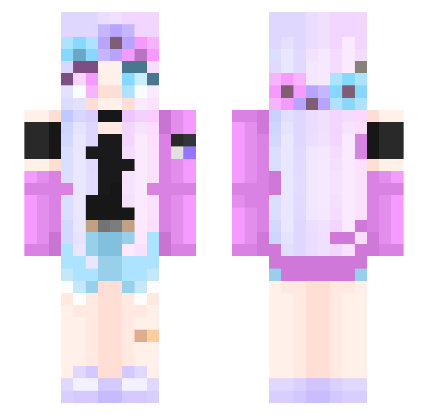 Suuzuume Minecraft skin, front and back view
