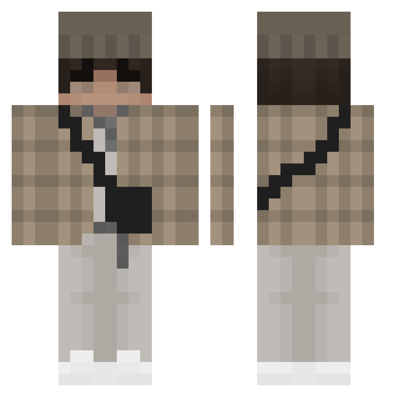 Wakeist Minecraft skin, front and back view