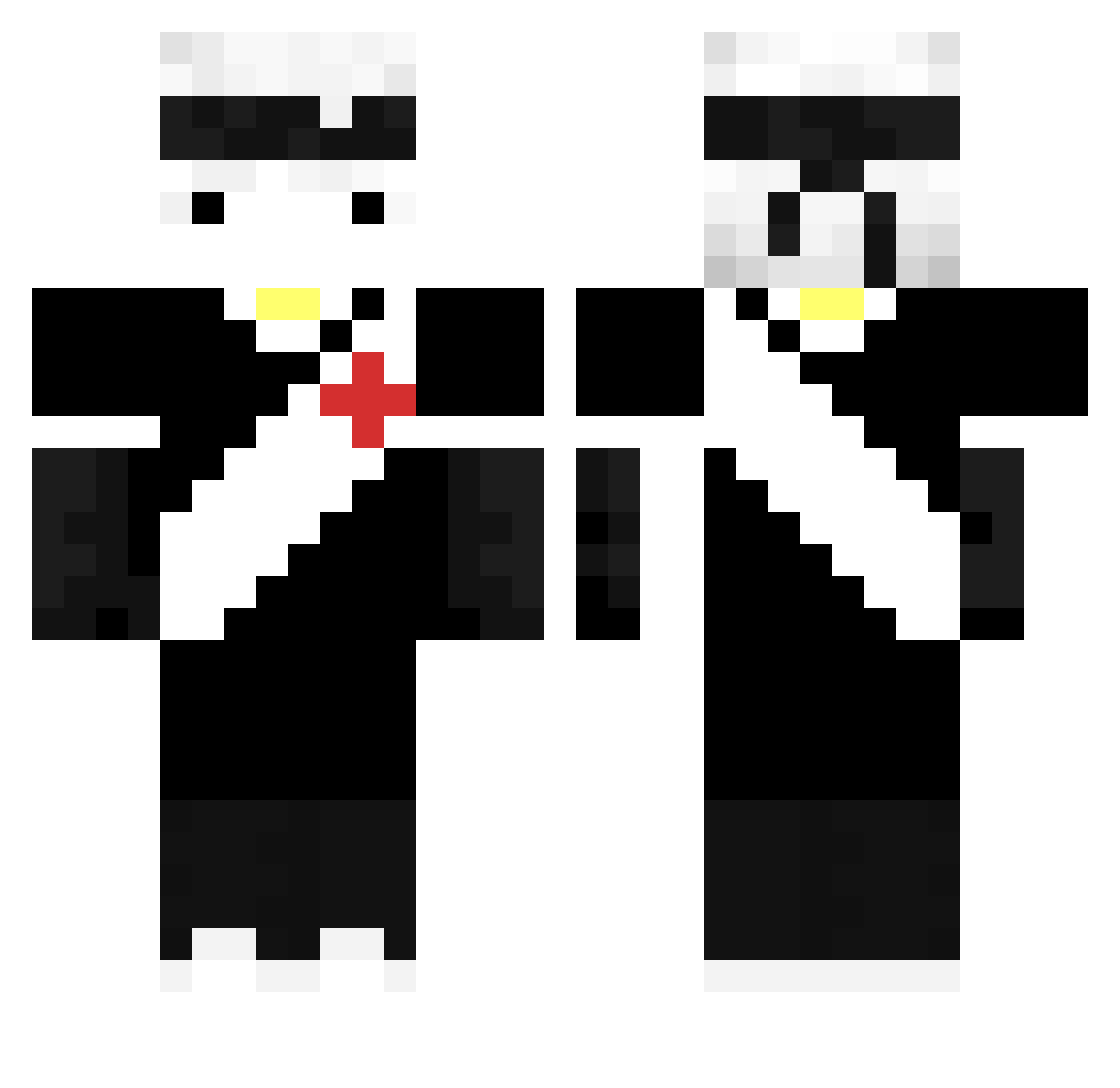 VieiraFlexx Minecraft skin, front and back view