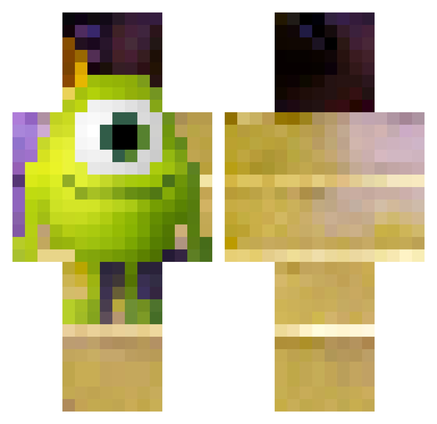 DiscoBye Minecraft skin, front and back view