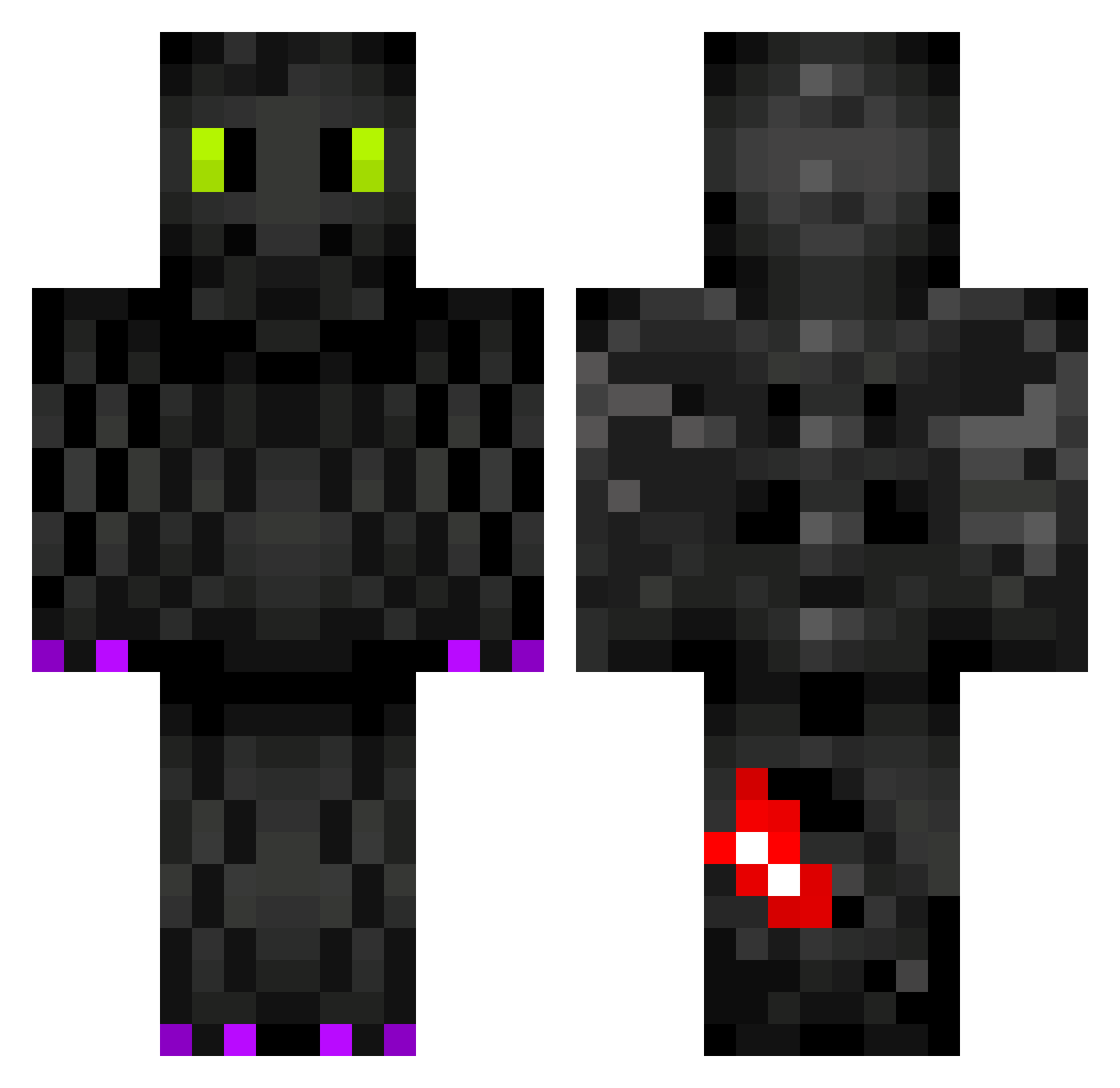 Toothless232 Minecraft skin, front and back view