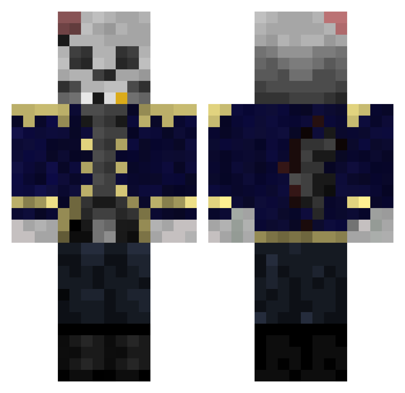 Unregistered Minecraft skin, front and back view