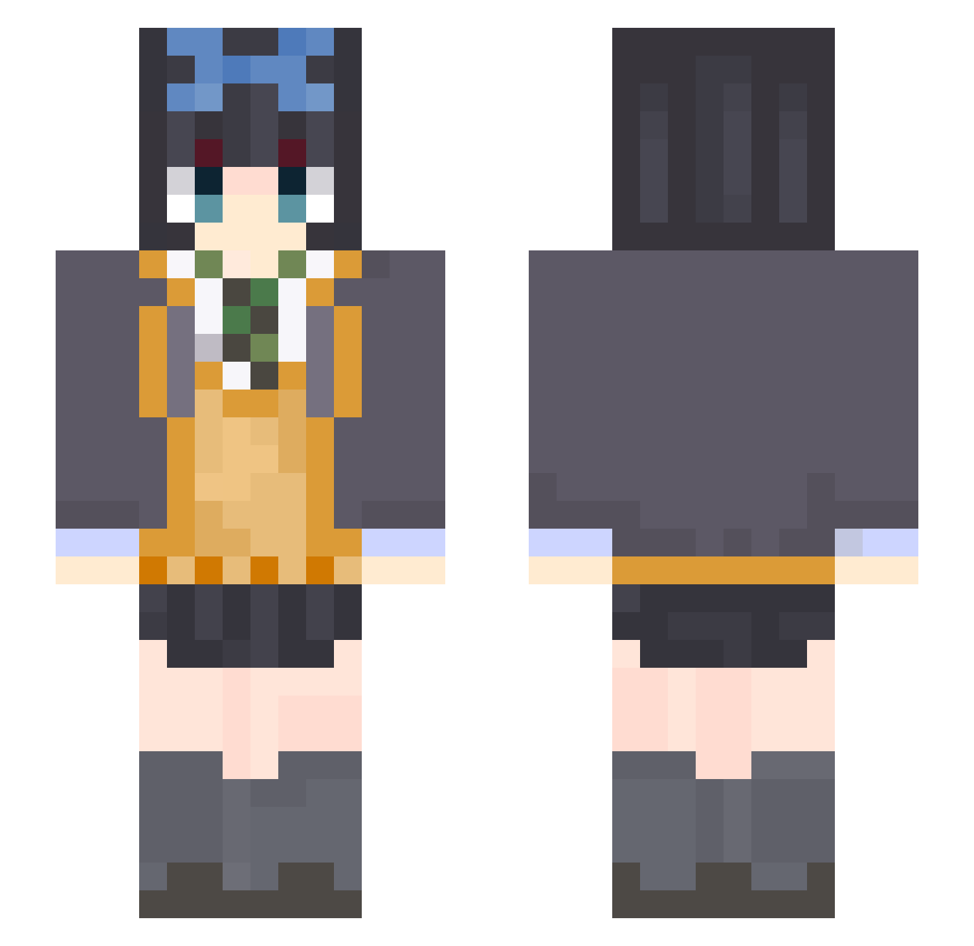 Dirtmaster333 Minecraft skin, front and back view