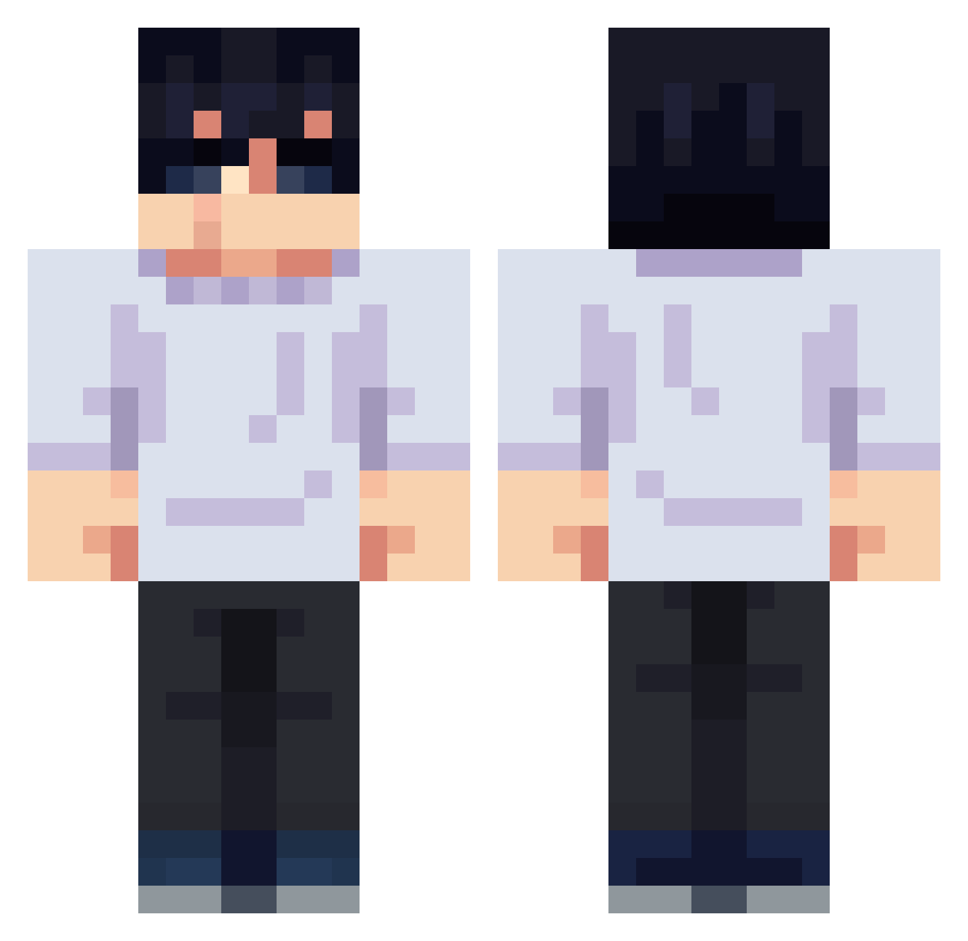 RIV4L7 Minecraft skin, front and back view