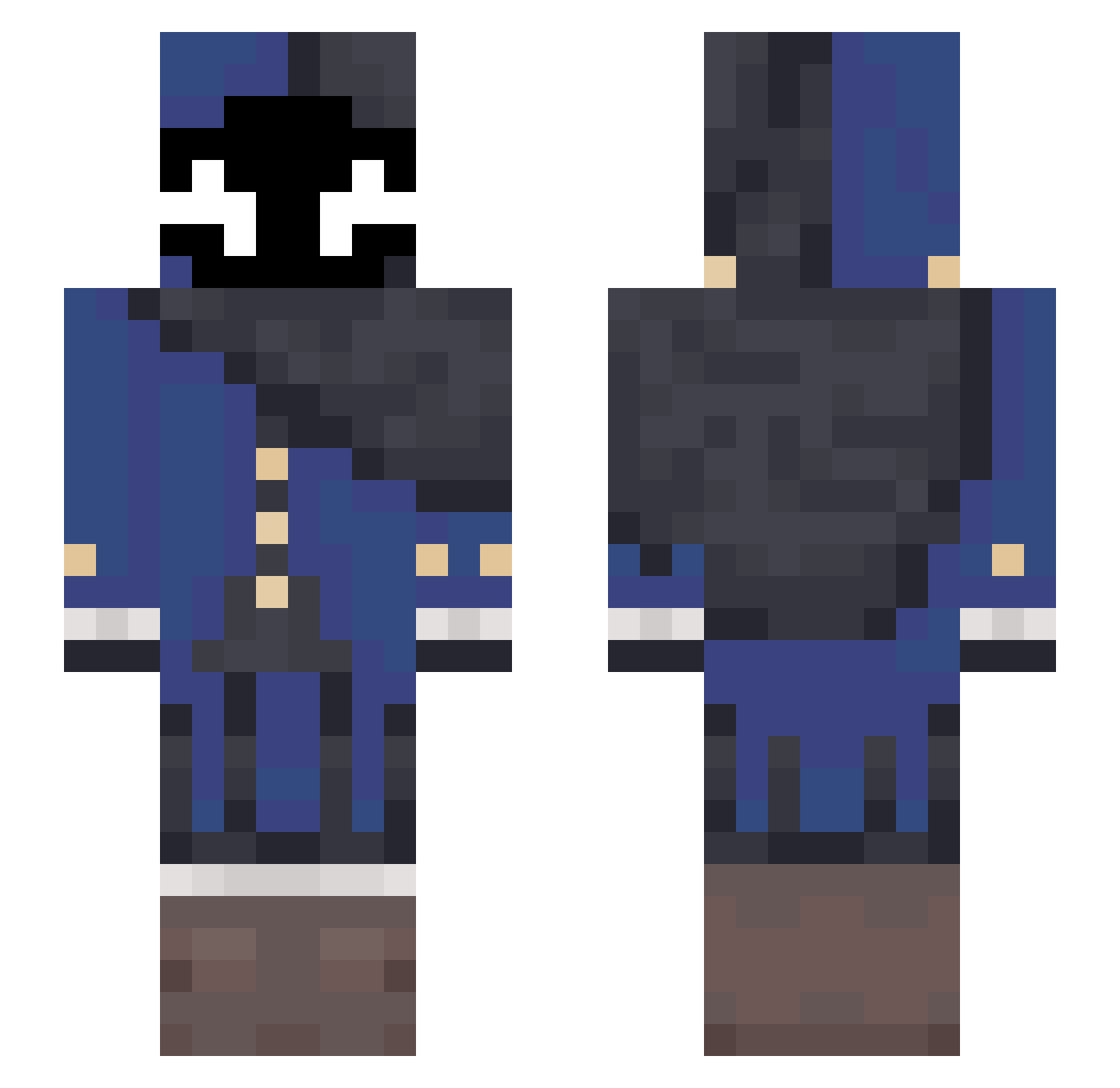 Qwuant Minecraft skin, front and back view