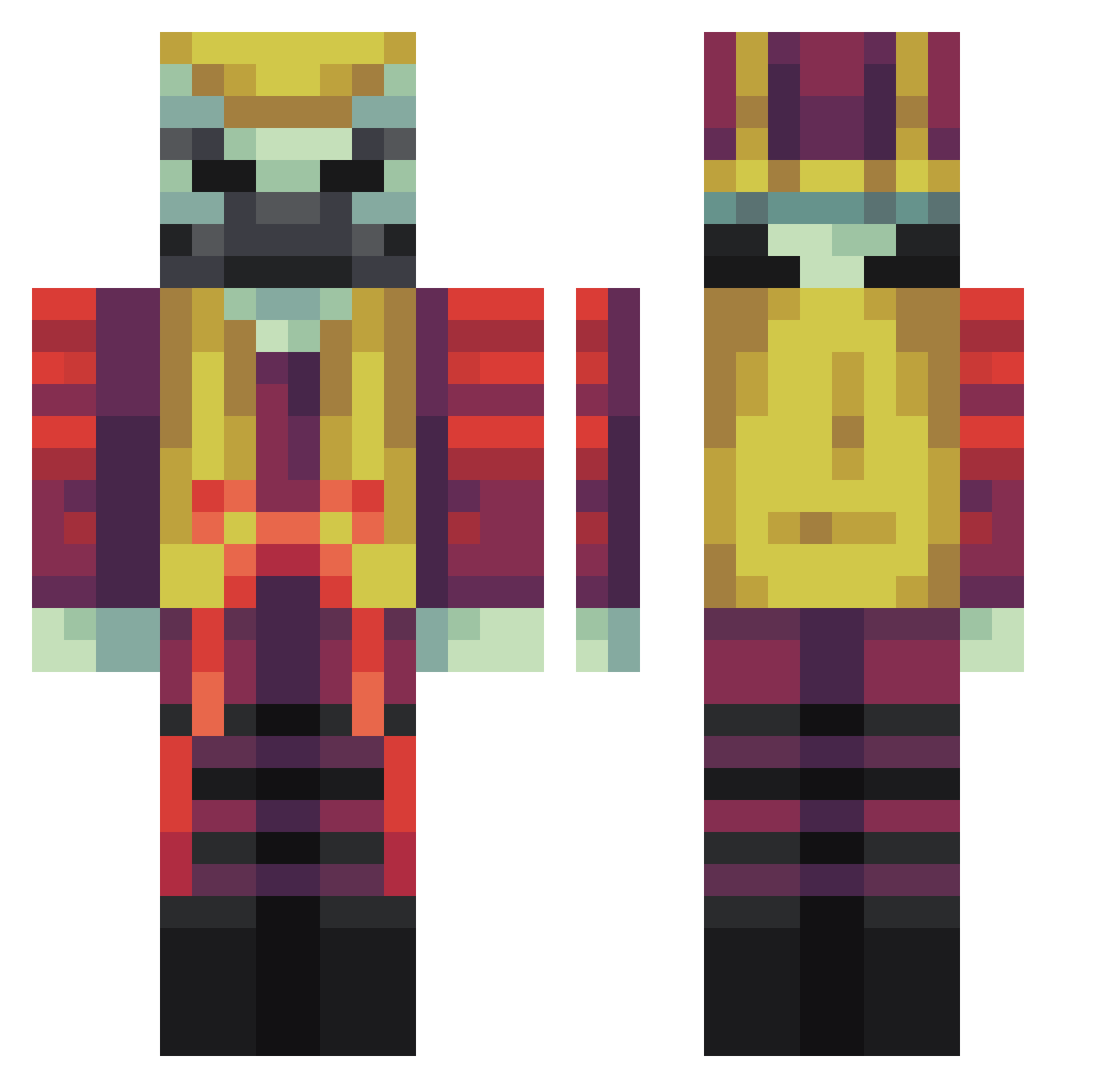 Bonzayy Minecraft skin, front and back view