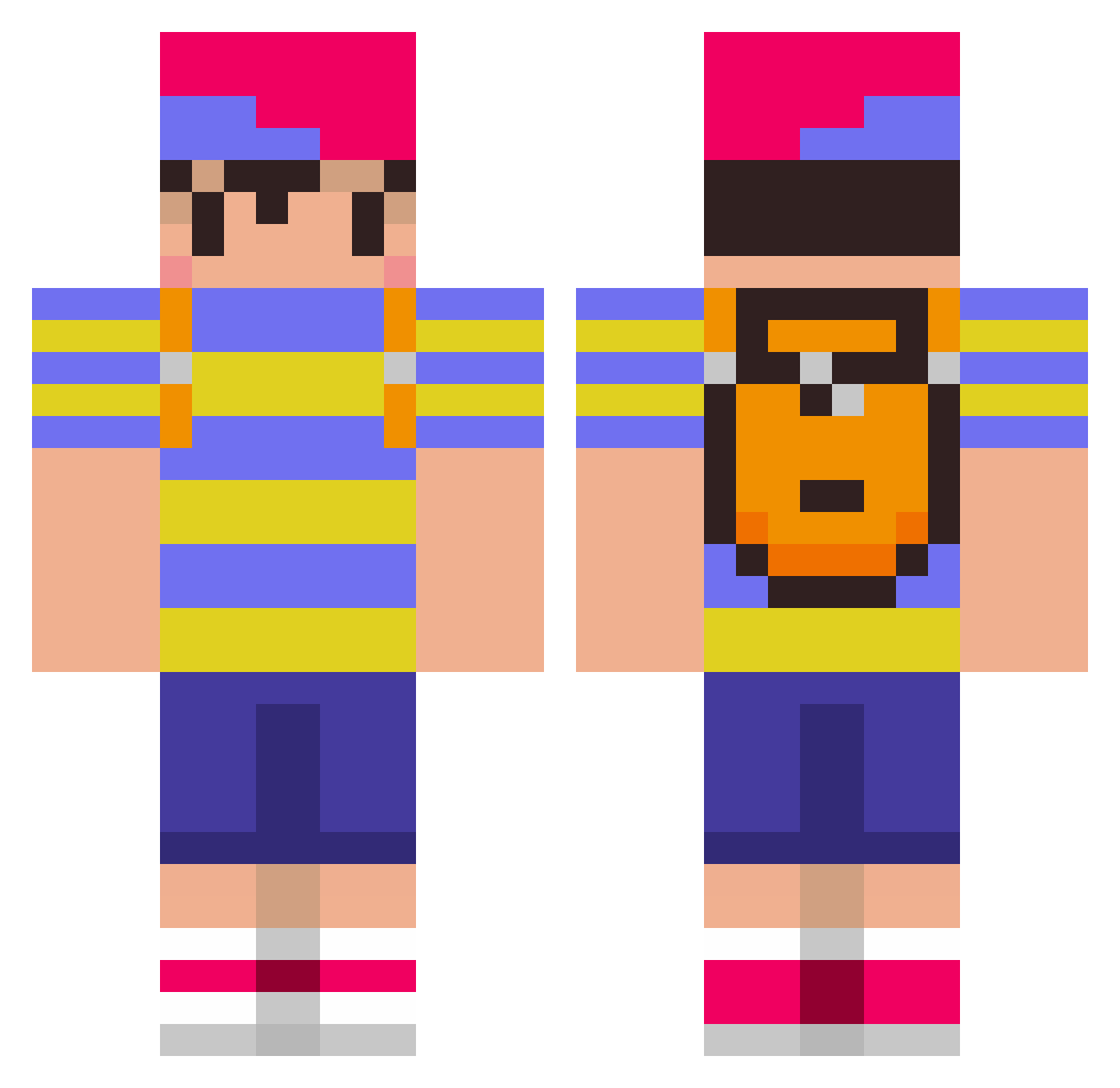 Rowleeee Minecraft skin, front and back view