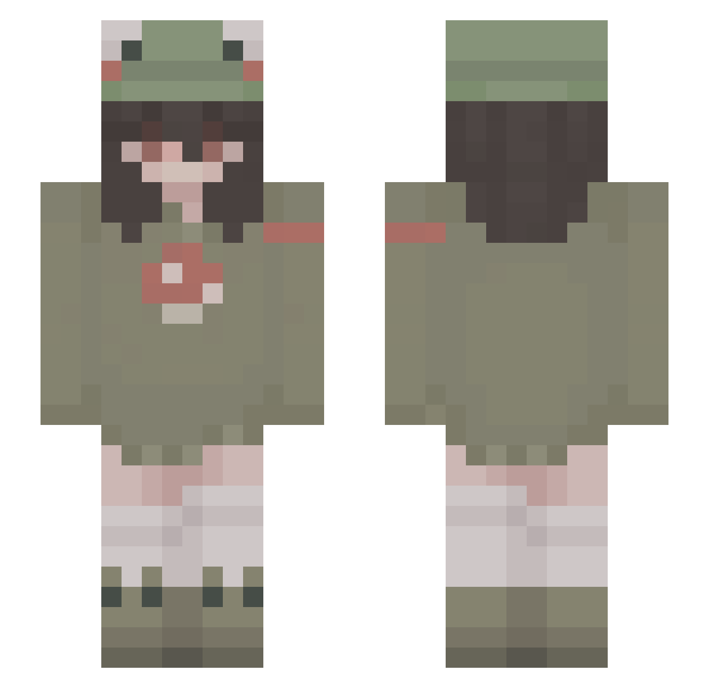 Wattelein Minecraft skin, front and back view