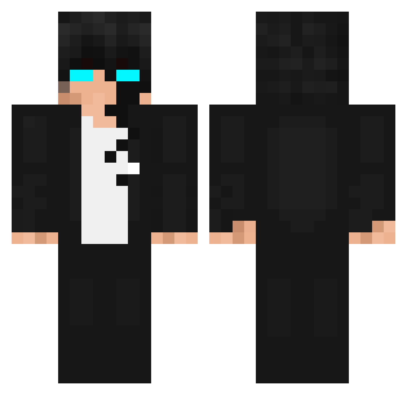 Snowke Minecraft skin, front and back view