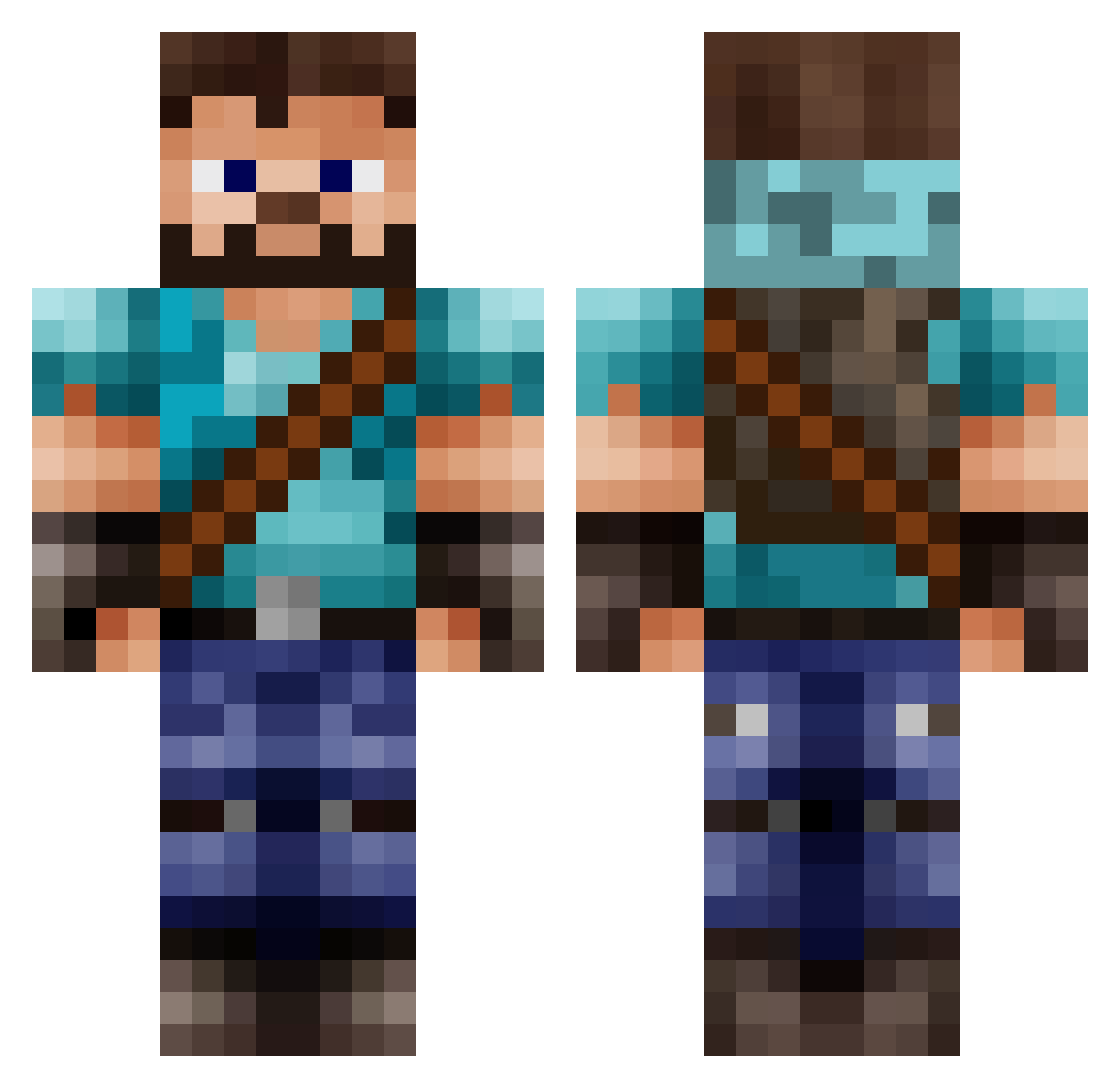 MACHINEGUNTWINS Minecraft skin, front and back view