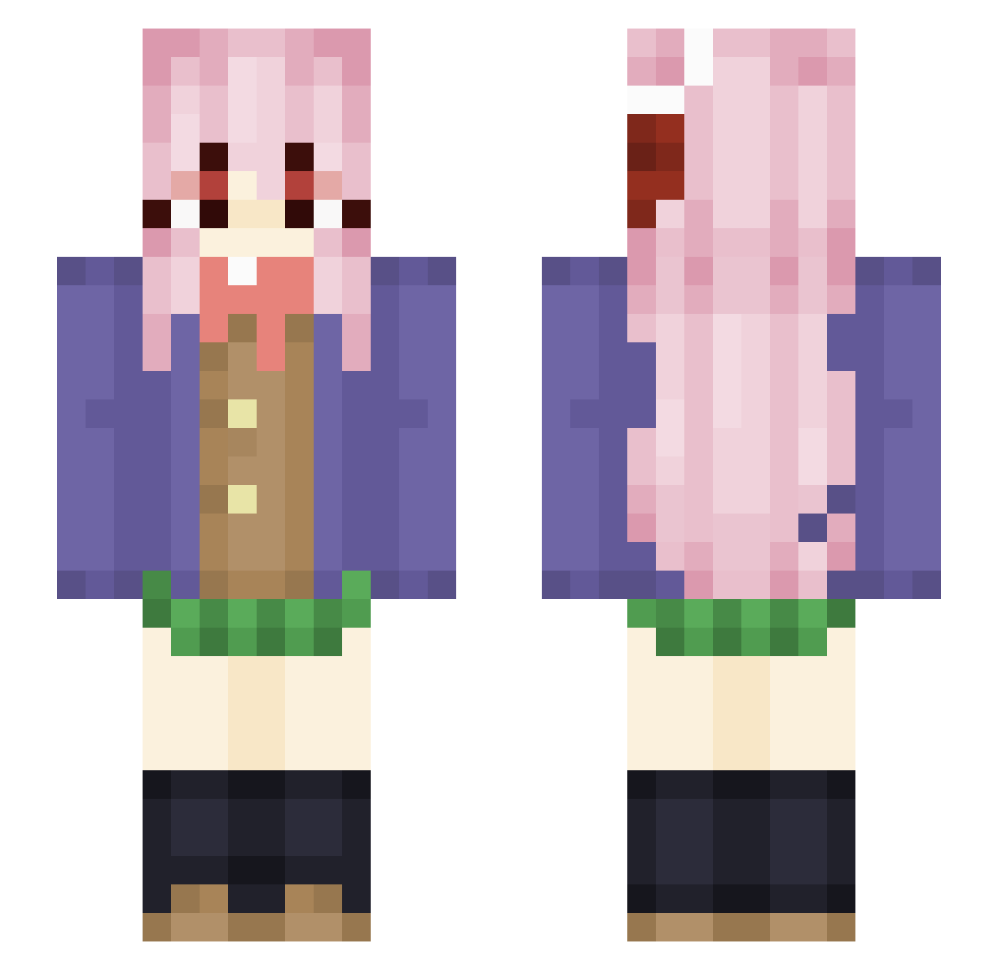 HakaseeeTF Minecraft skin, front and back view