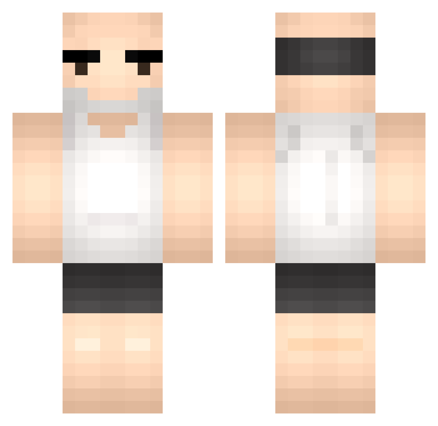 Vulnerably Minecraft skin, front and back view