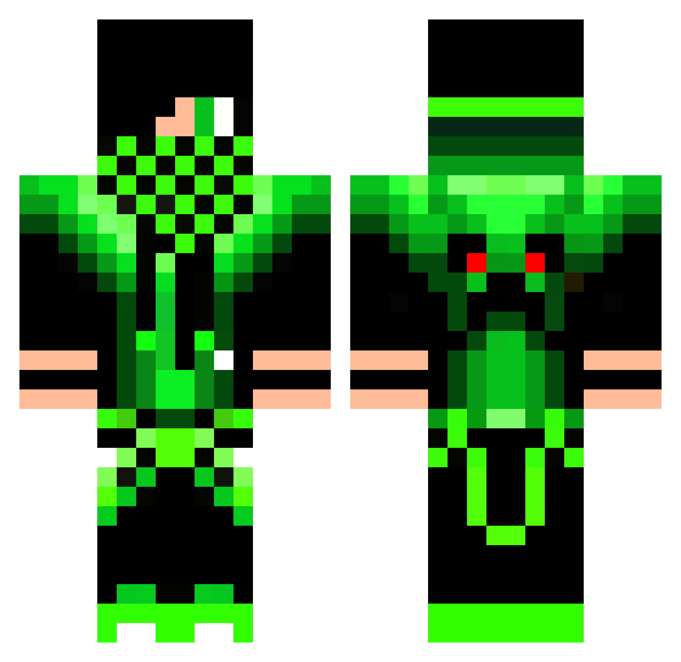 Splodey Minecraft skin, front and back view