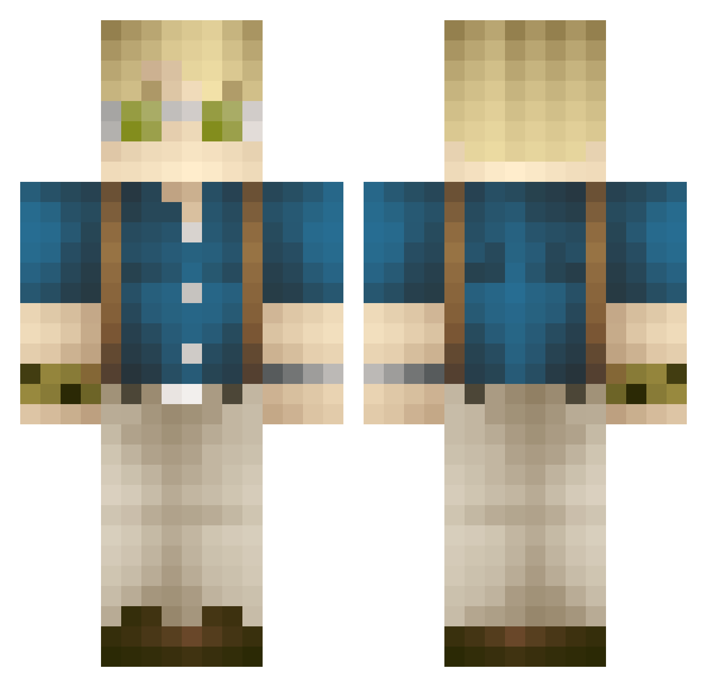 HerminHill Minecraft skin, front and back view