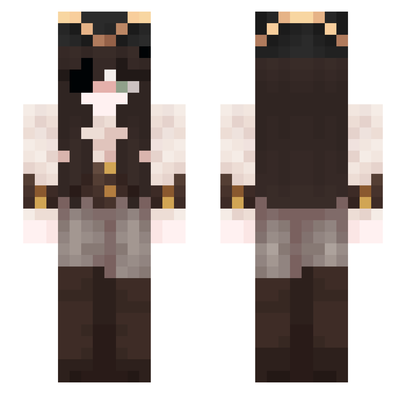 saltedfluff Minecraft skin, front and back view