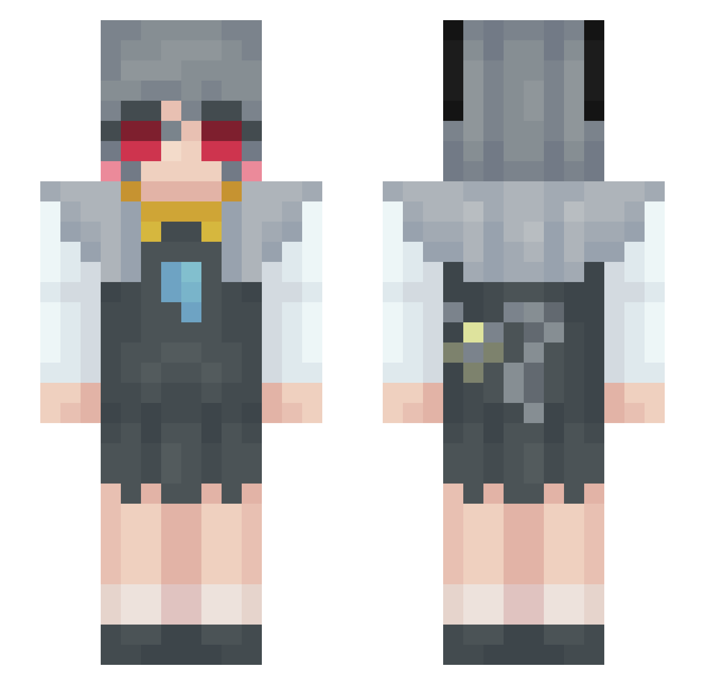SnailSneevo Minecraft skin, front and back view