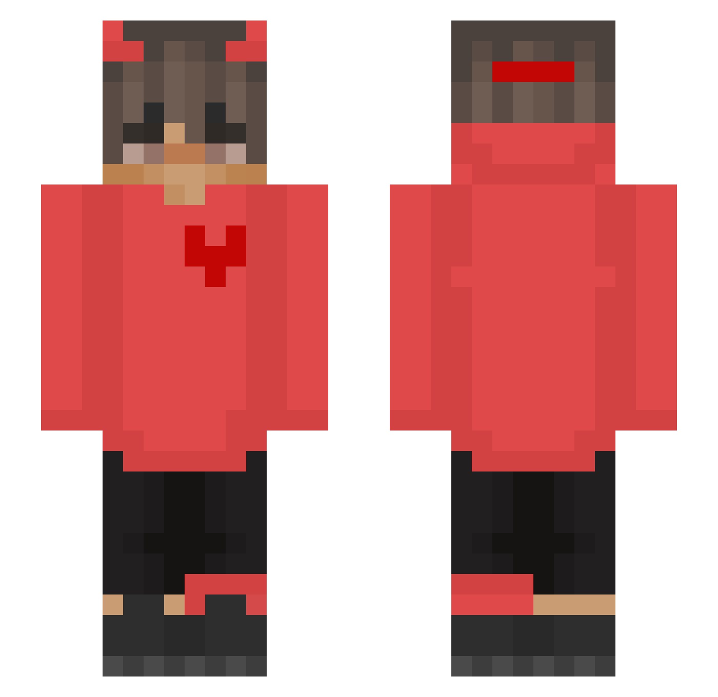 K3N4N Minecraft skin, front and back view