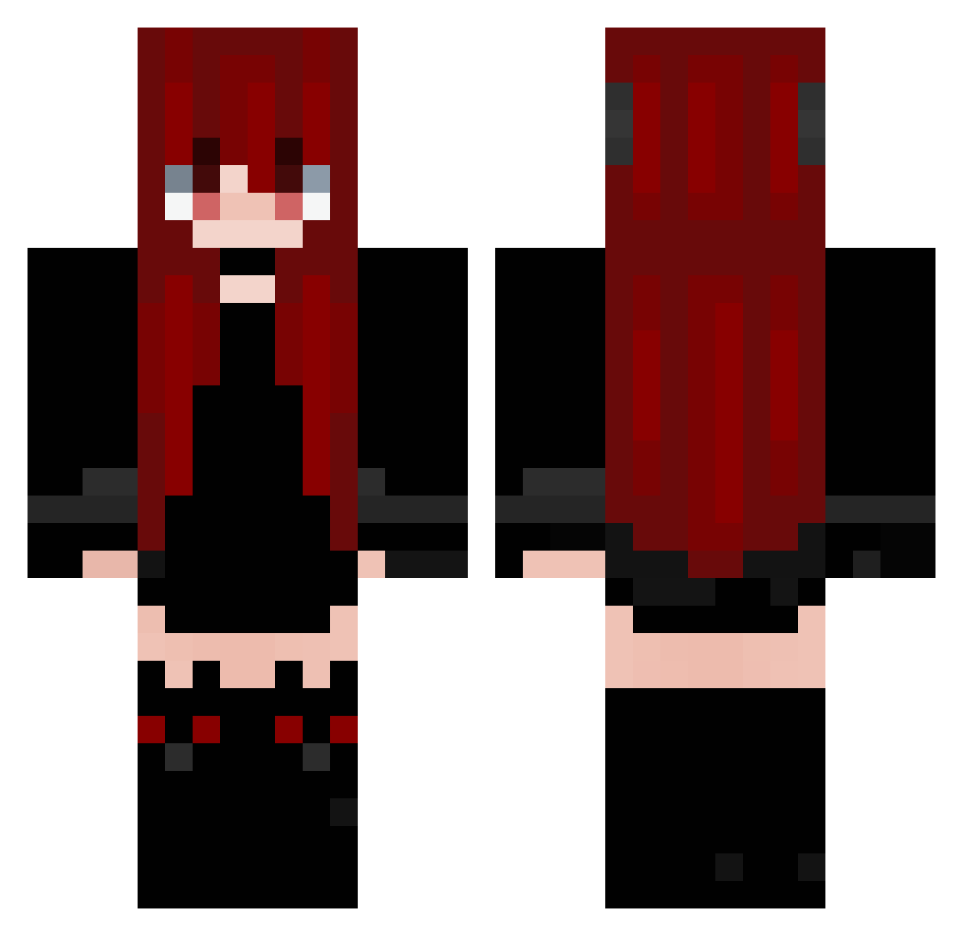 xNika13 Minecraft skin, front and back view