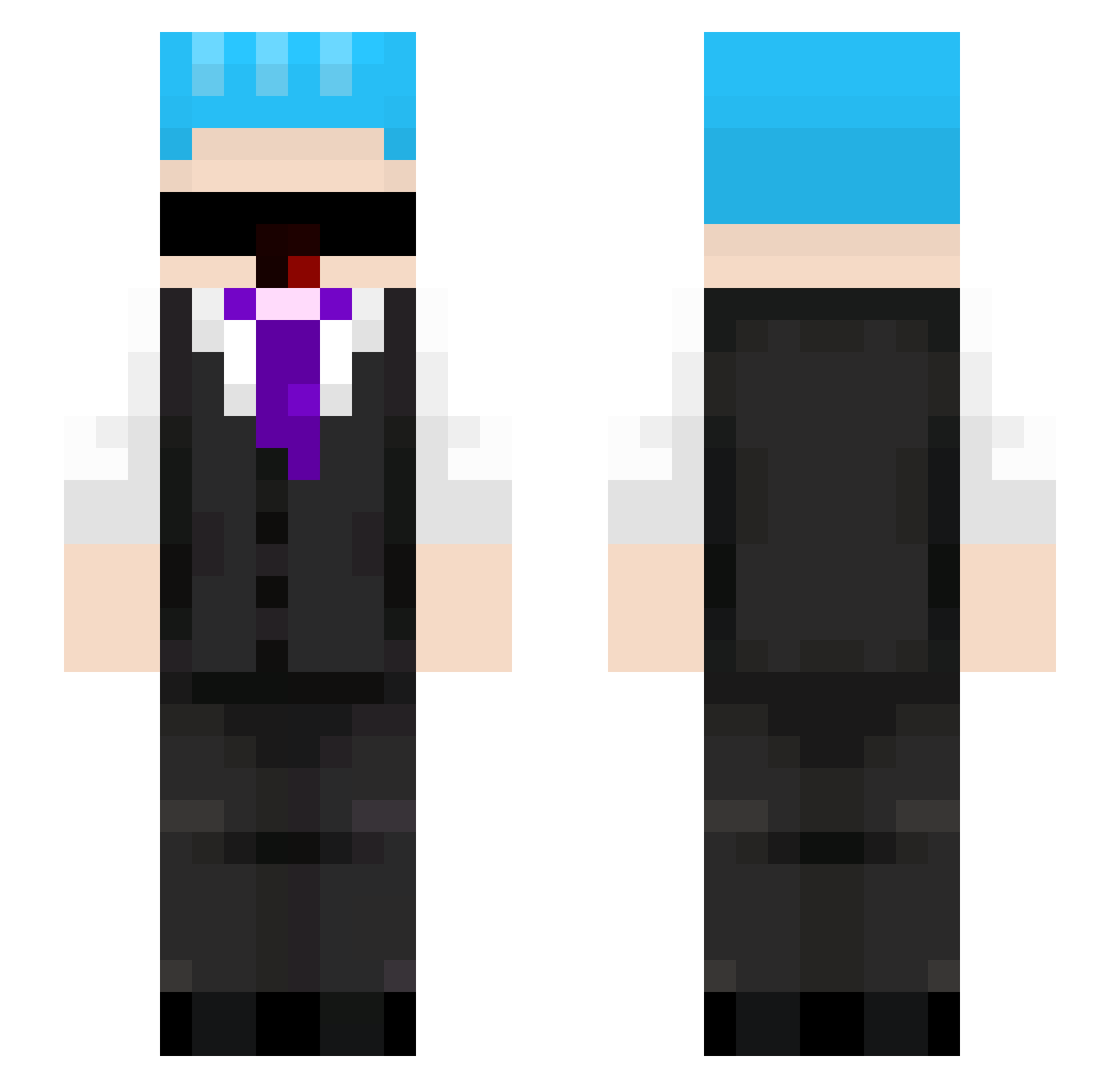 ZortyL Minecraft skin, front and back view
