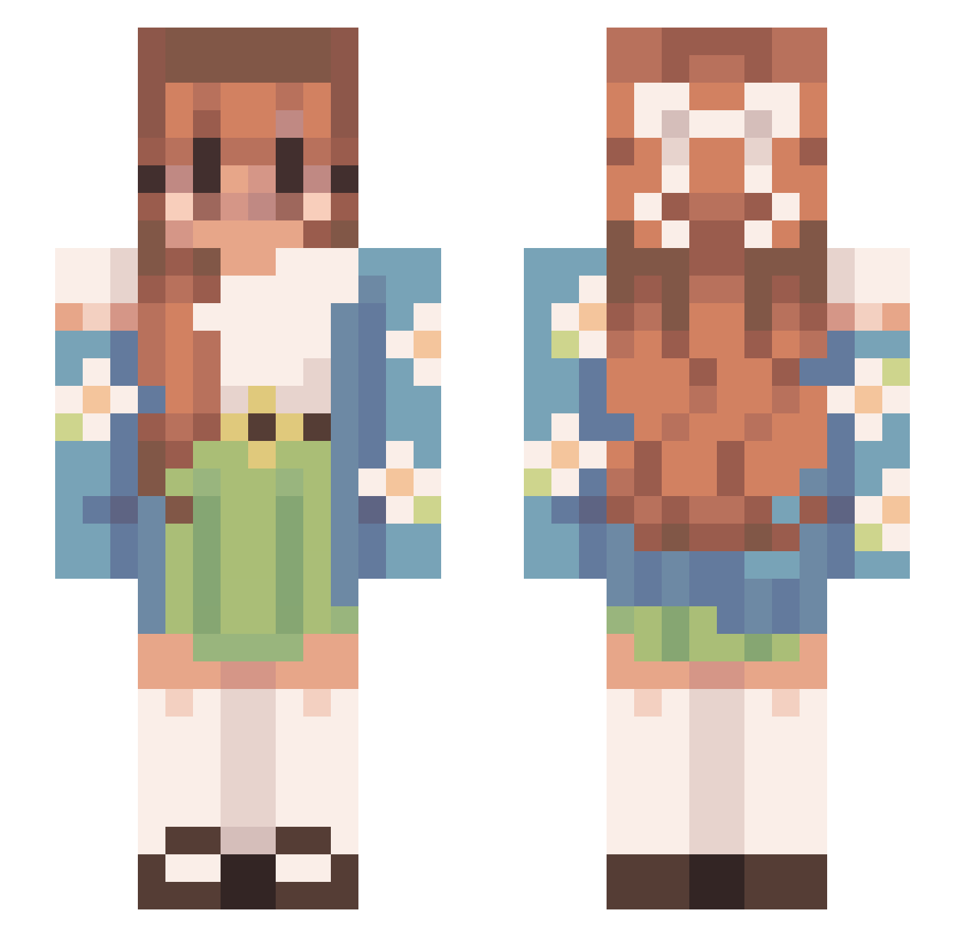 MomoDD Minecraft skin, front and back view