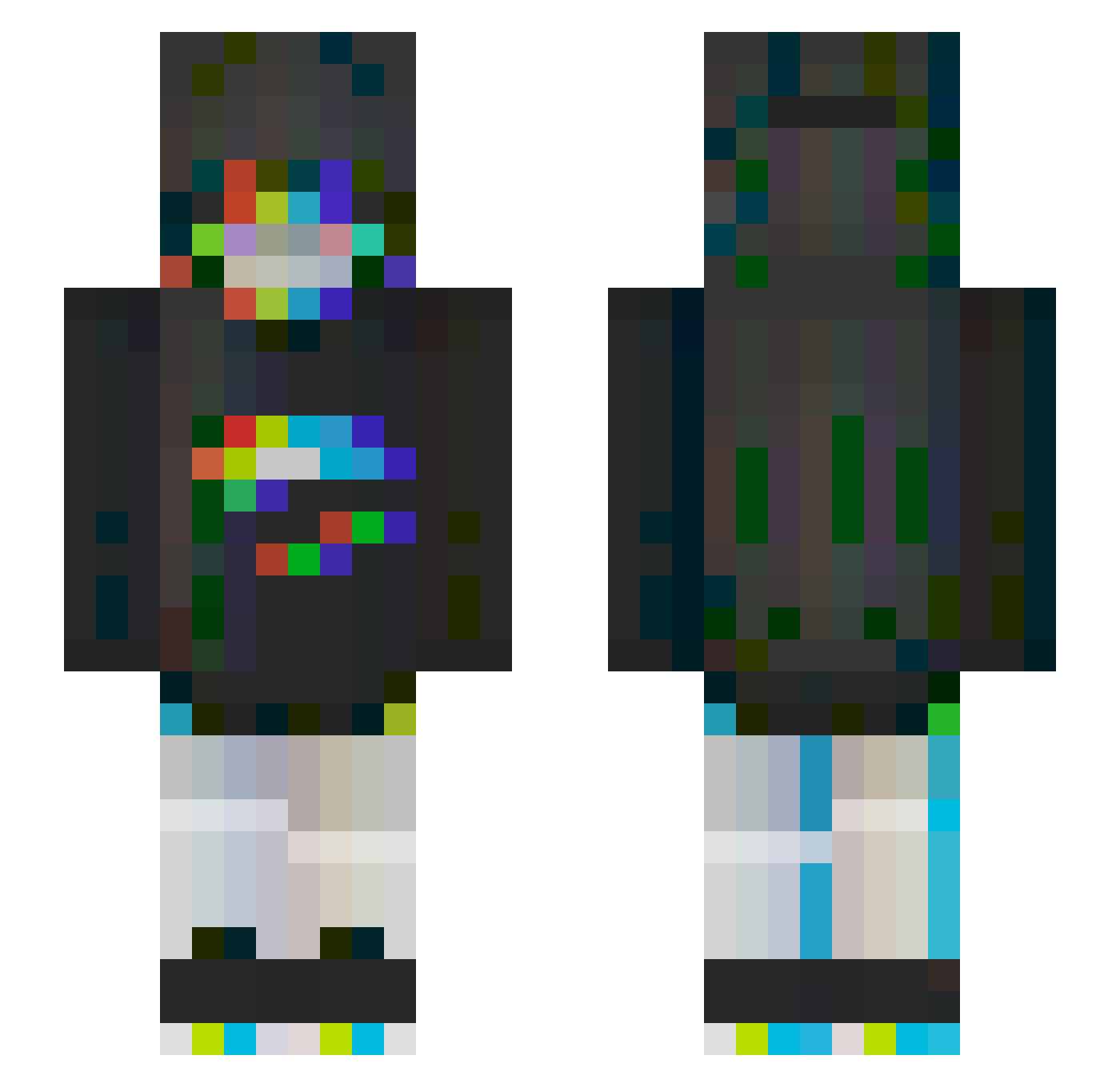 Mihnx Minecraft skin, front and back view