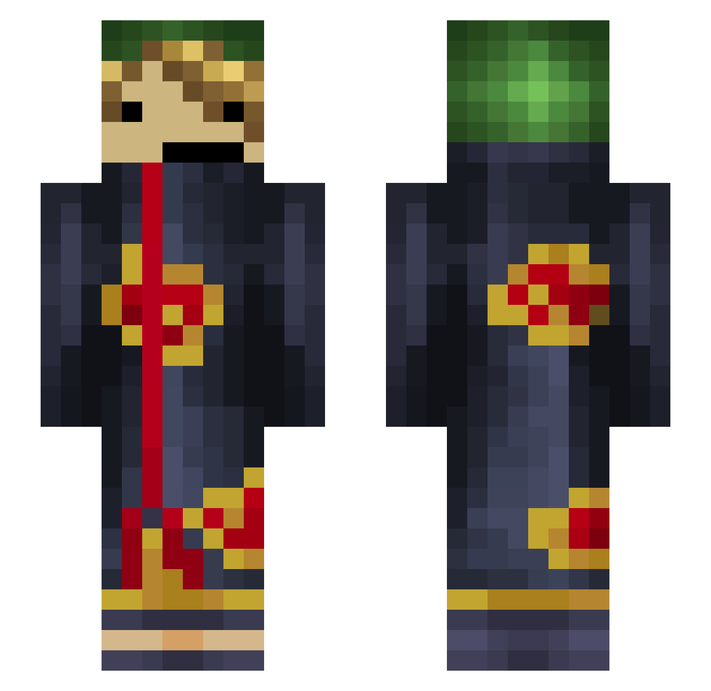 LinkiBinki Minecraft skin, front and back view