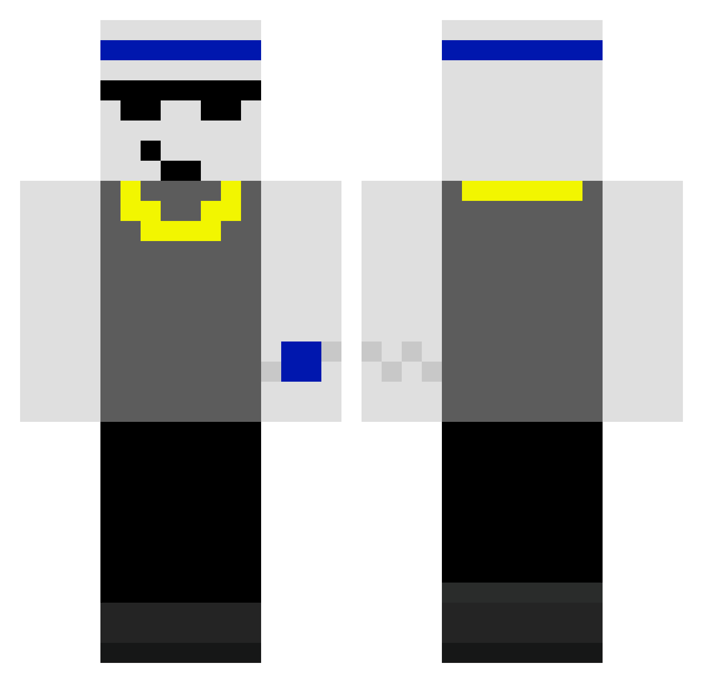 zwaca Minecraft skin, front and back view