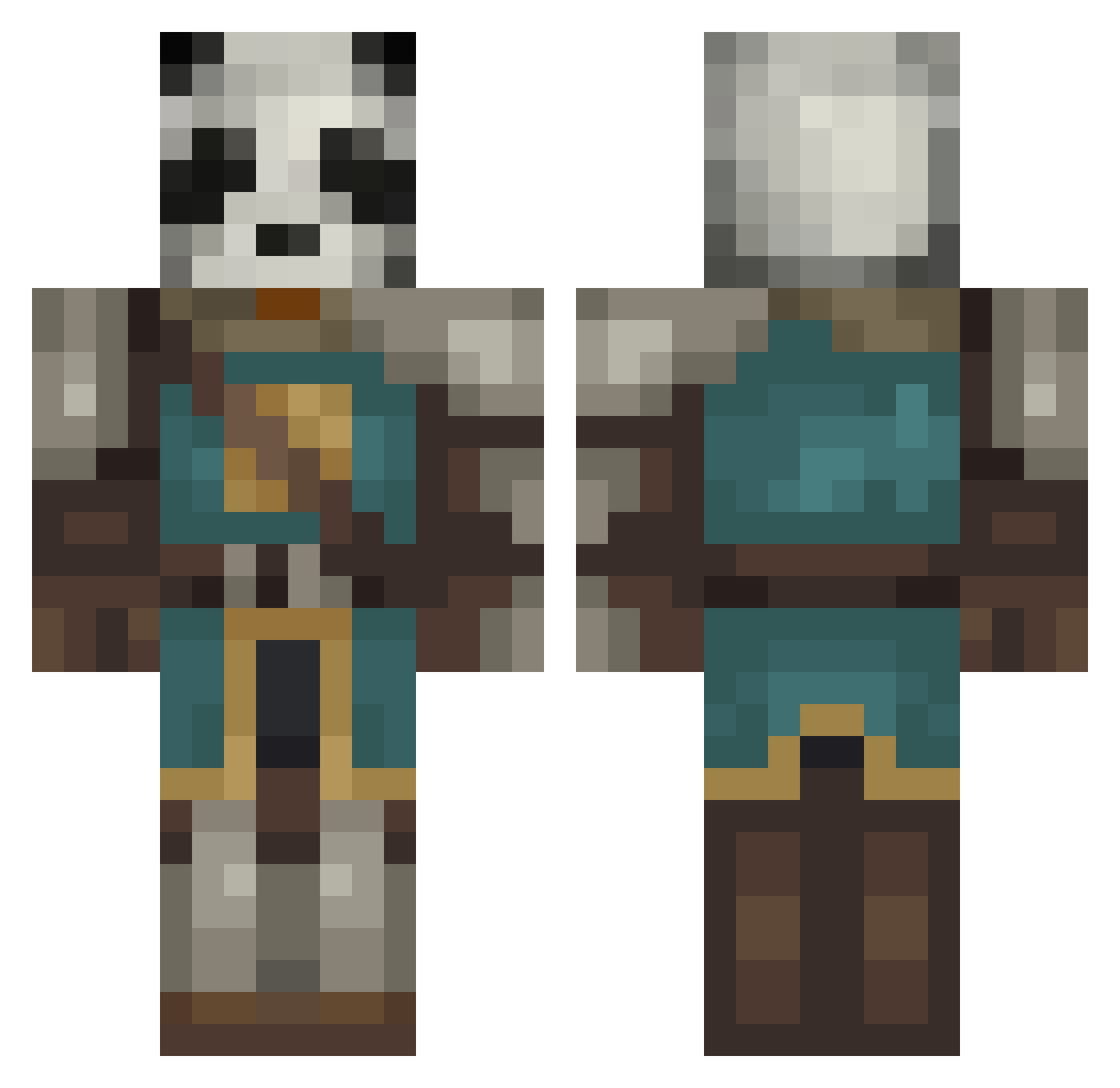 xauticc Minecraft skin, front and back view