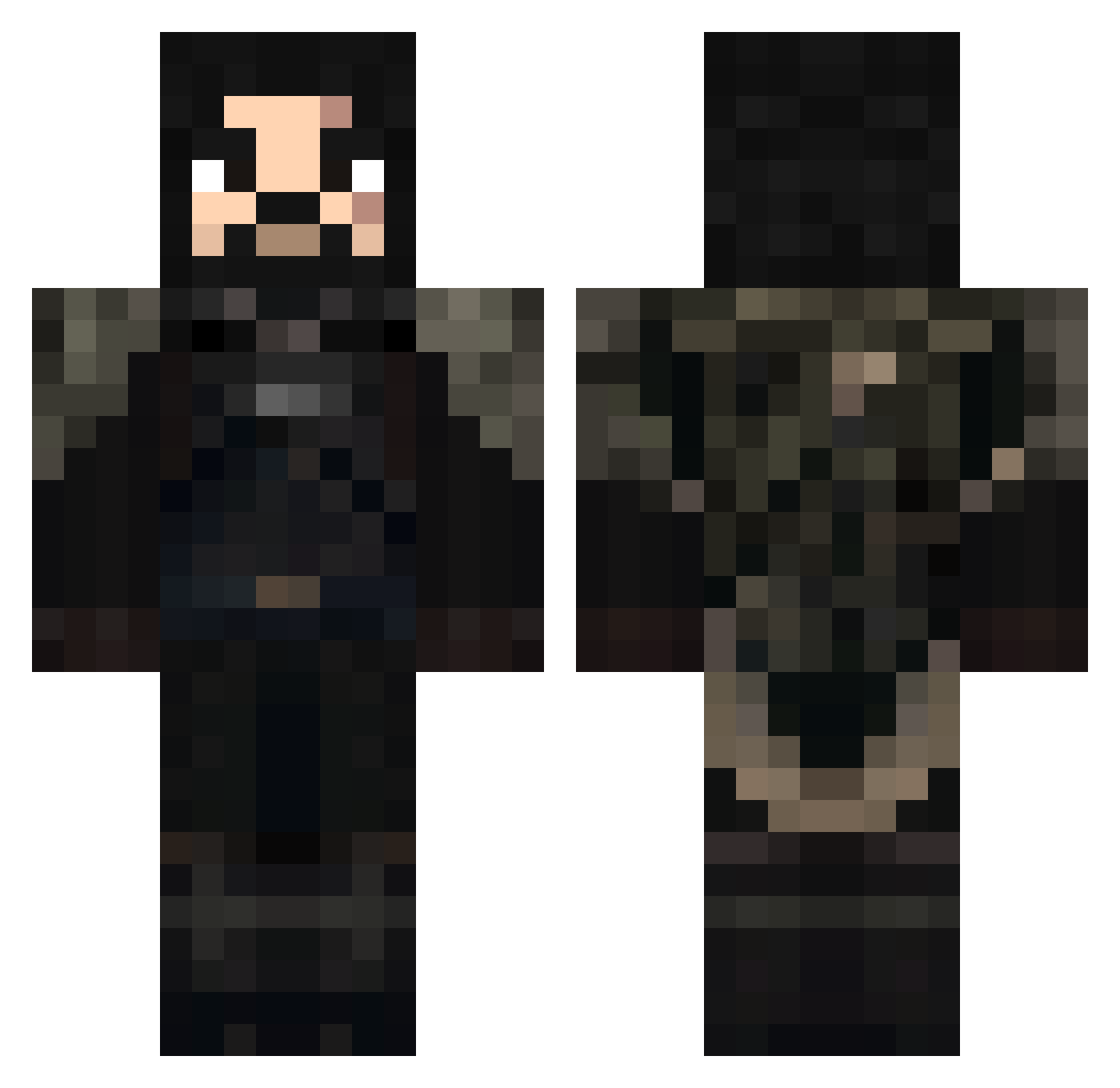 Megabana Minecraft skin, front and back view
