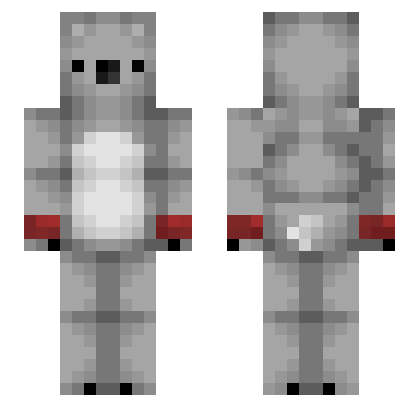 peopsex Minecraft skin, front and back view