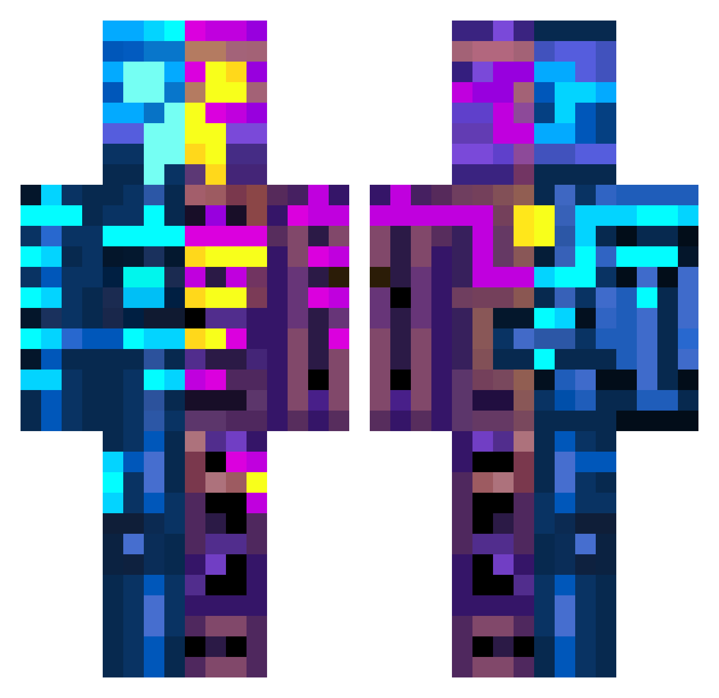 RTXcake85 Minecraft skin, front and back view