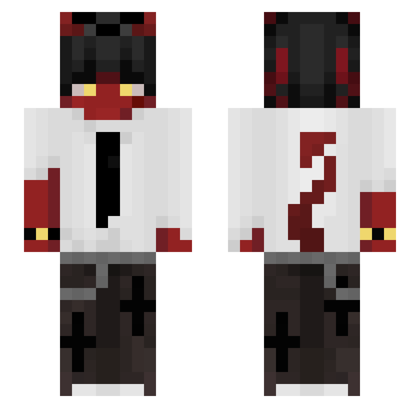 Vyr4x4 Minecraft skin, front and back view