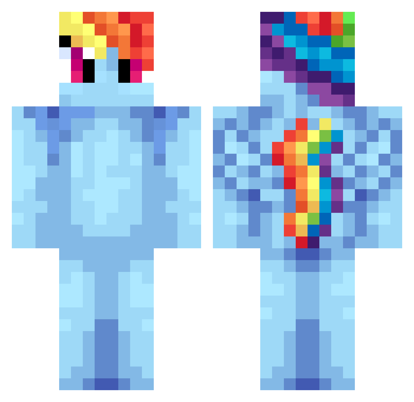 Dude997 Minecraft skin, front and back view
