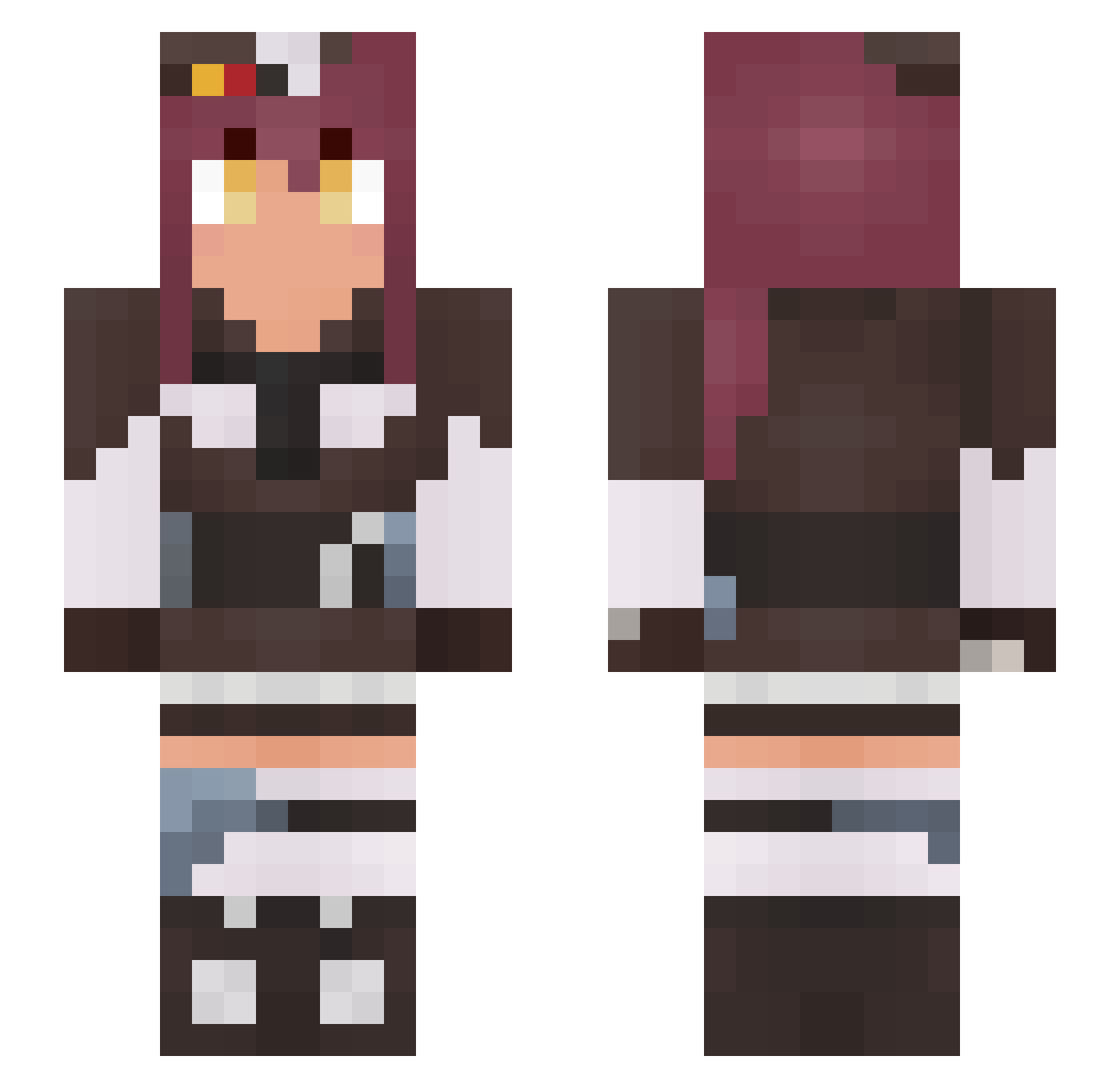 Sumire_12k Minecraft skin, front and back view