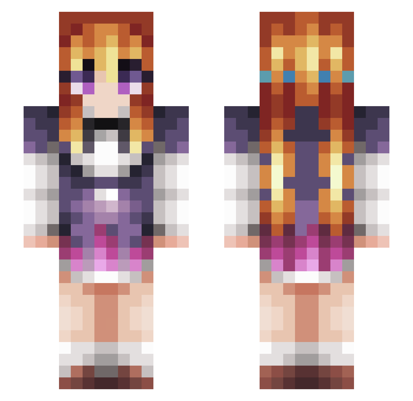 Irina Minecraft skin, front and back view