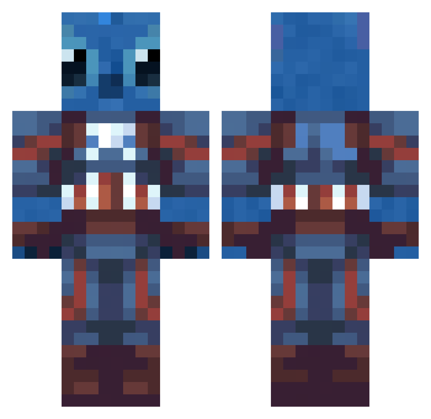 MtnX2BR Minecraft skin, front and back view