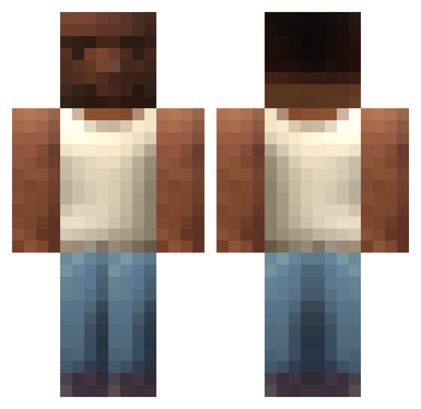 VVXVE Minecraft skin, front and back view