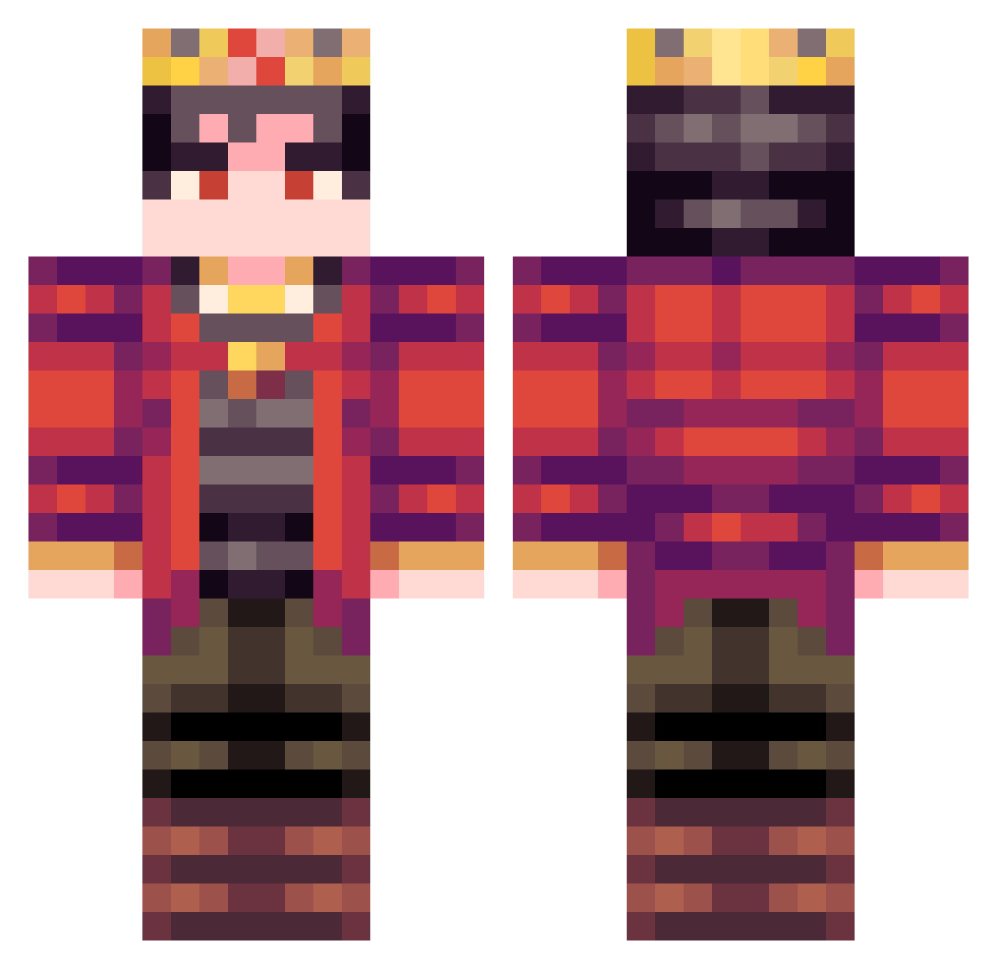 yellwhy Minecraft skin, front and back view