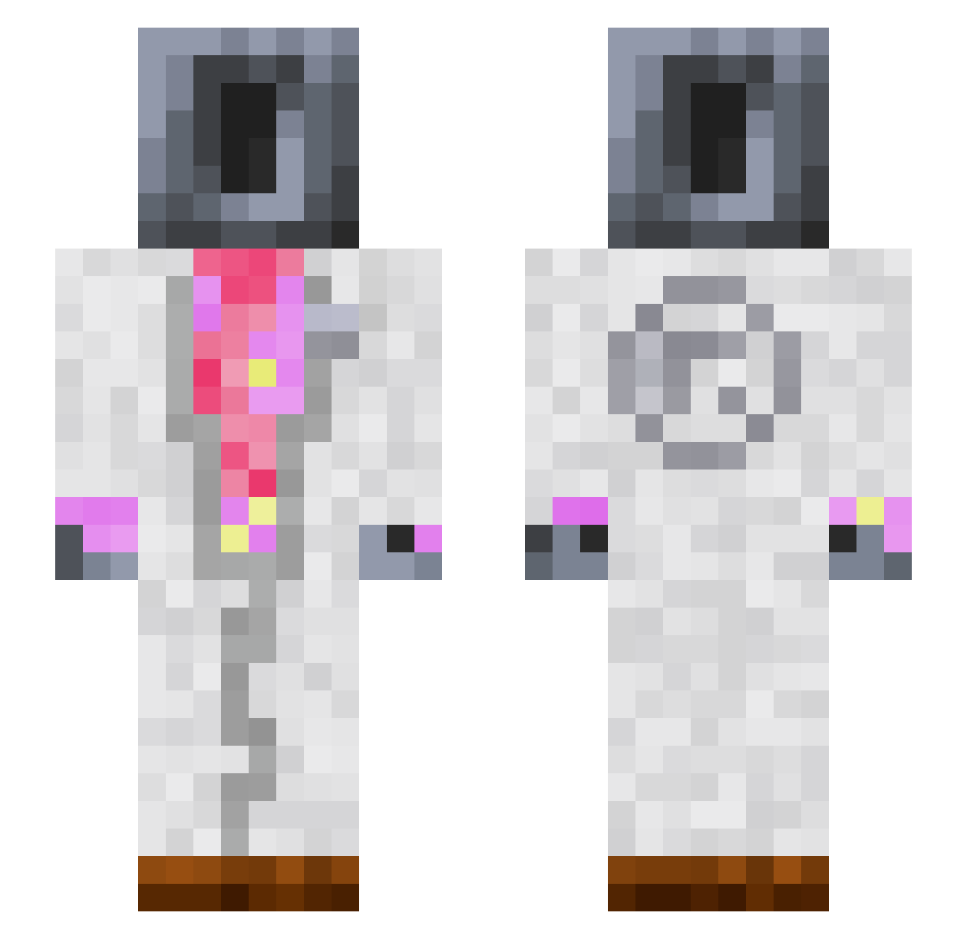 Resembler Minecraft skin, front and back view