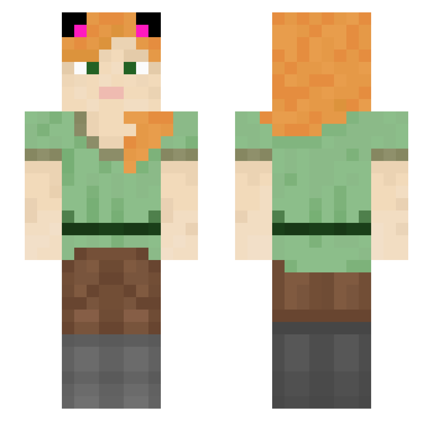 Updates Minecraft skin, front and back view
