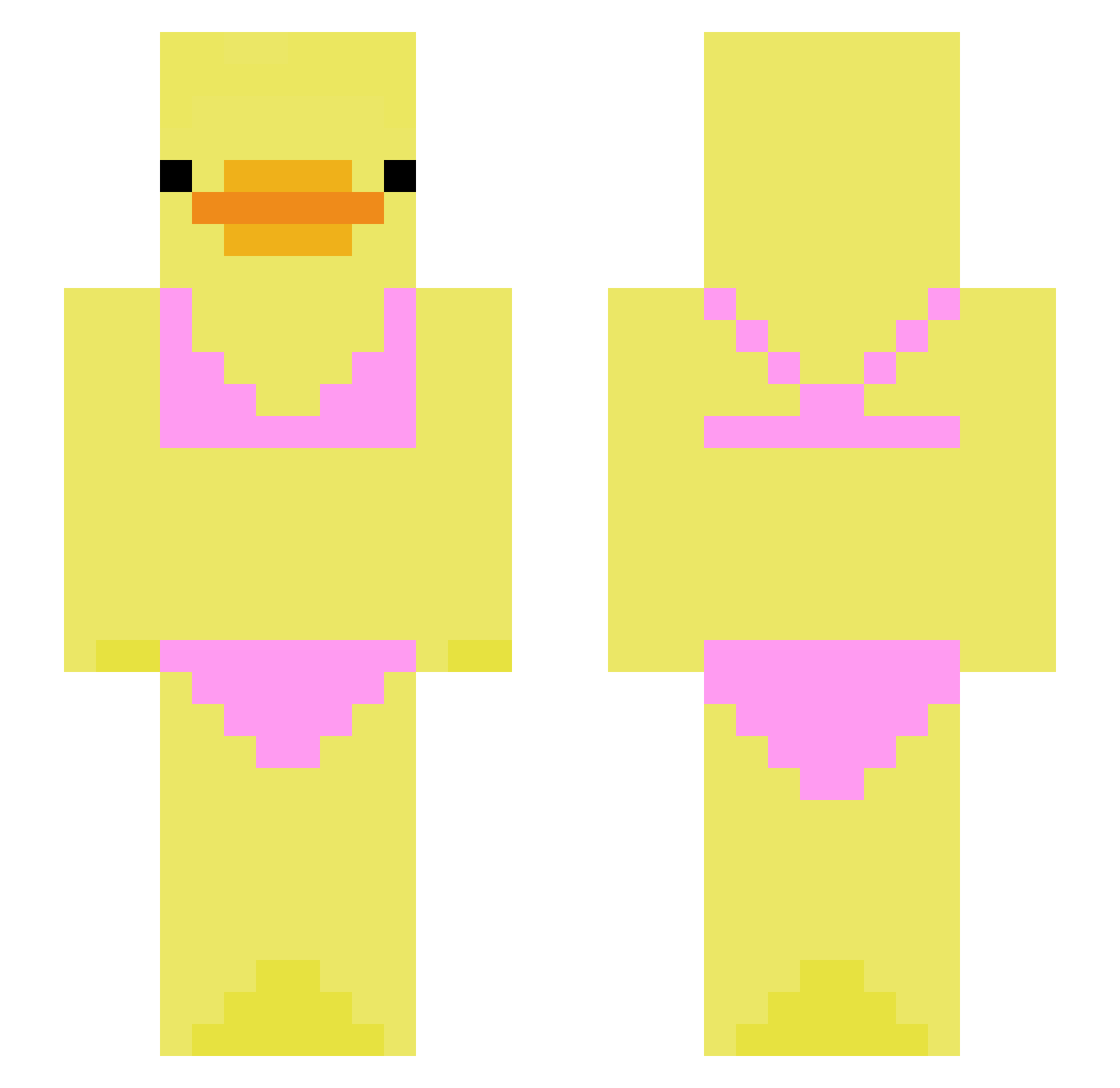 Popcorn Minecraft skin, front and back view