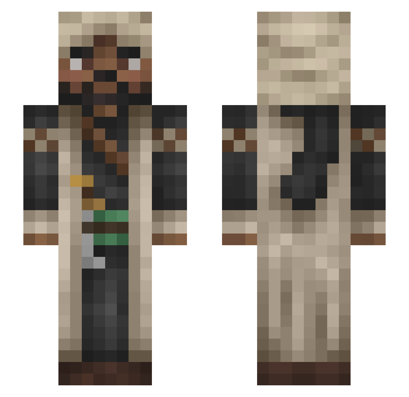 TechnoTom787 Minecraft skin, front and back view