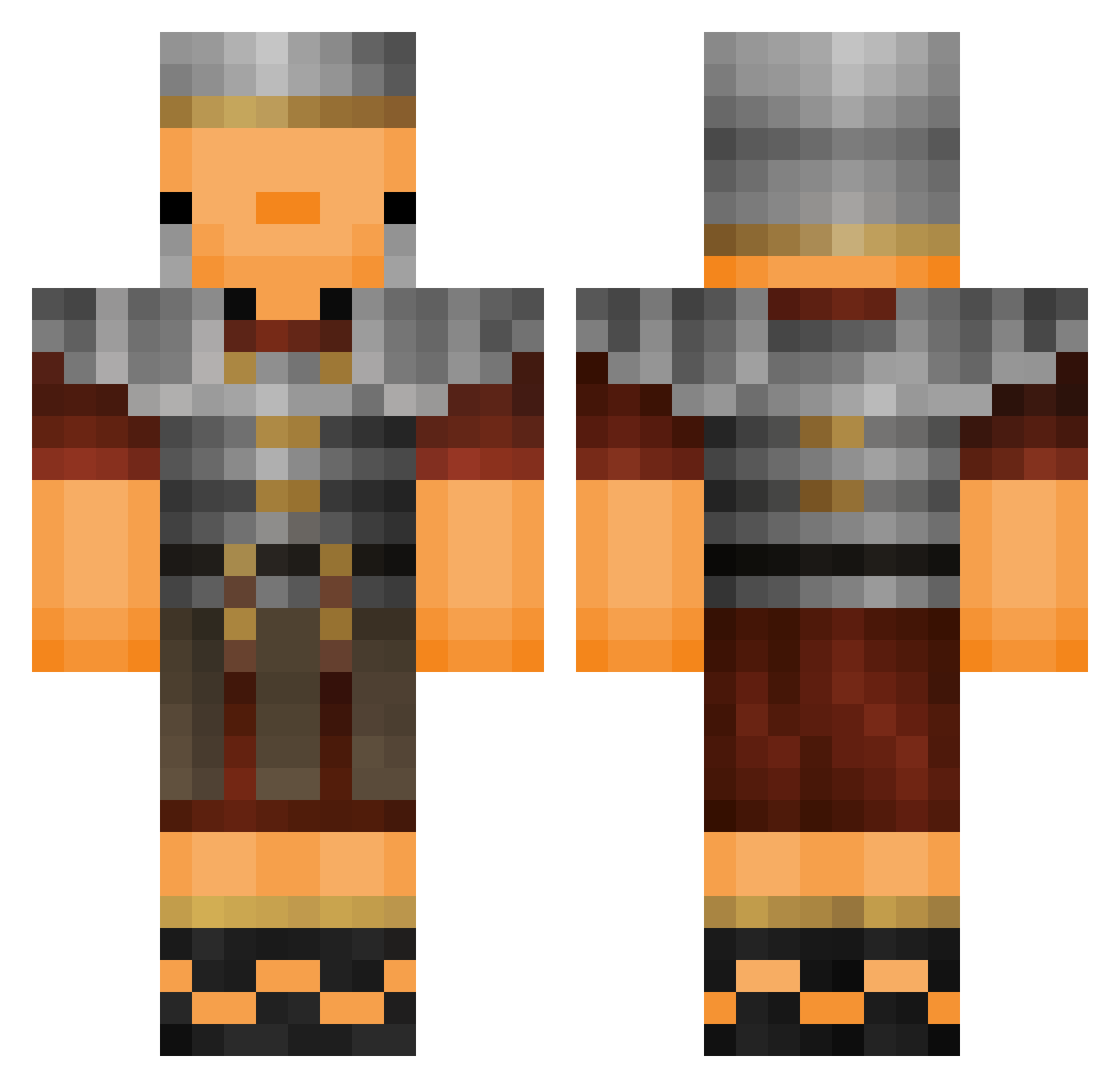 LuizVIII Minecraft skin, front and back view